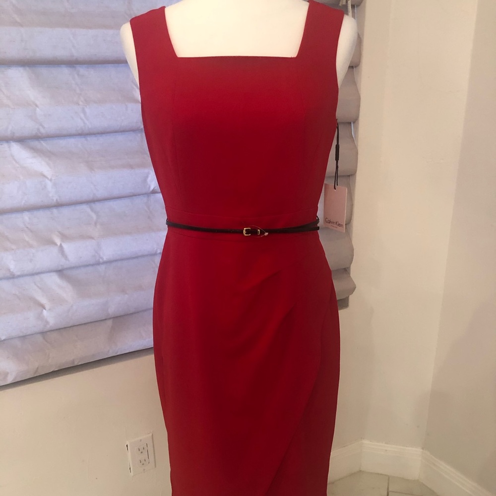 Calvin Klein red sheath dress